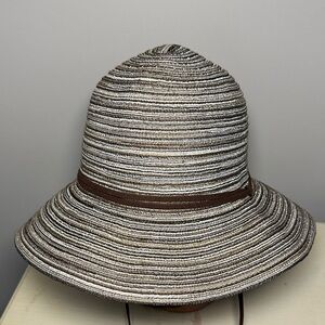 Eddie Bauer Striped Brown and White Women's Sun Hat
